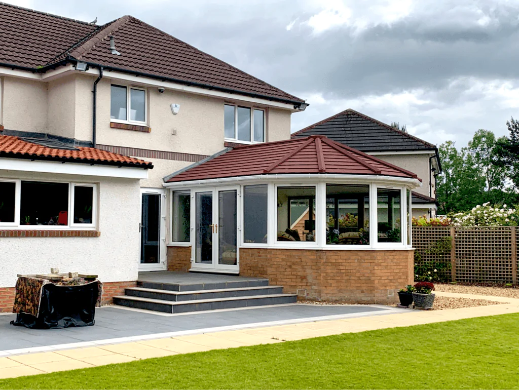 Conservatory with modern tiled roof