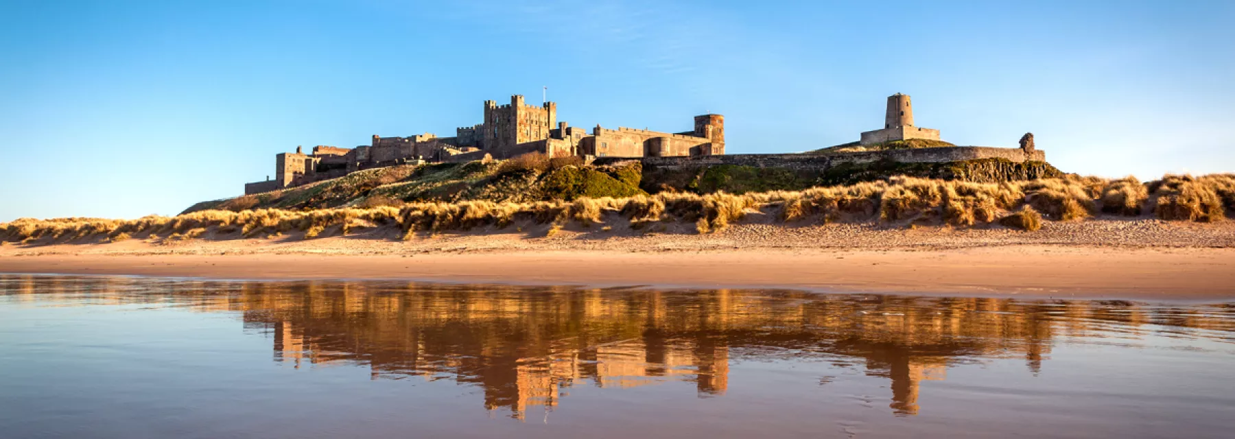 Bamburgh castle and beach